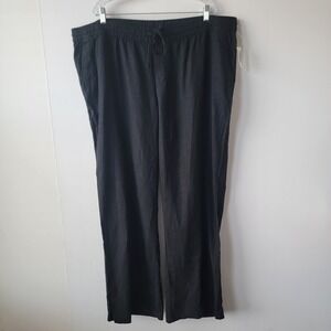 old navy women's High Waisted Linen Blend Wide Leg Pants sz XXLT pull on